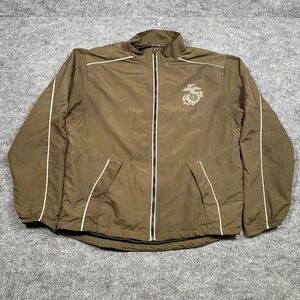 USMC Marines PT Track Jacket Mens XL Olive Drab Reflective Mesh Lined Full Zip